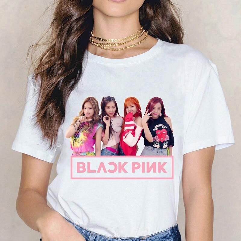 Áo phông in hình nhóm Black Pink ngắn tay thoáng mát
