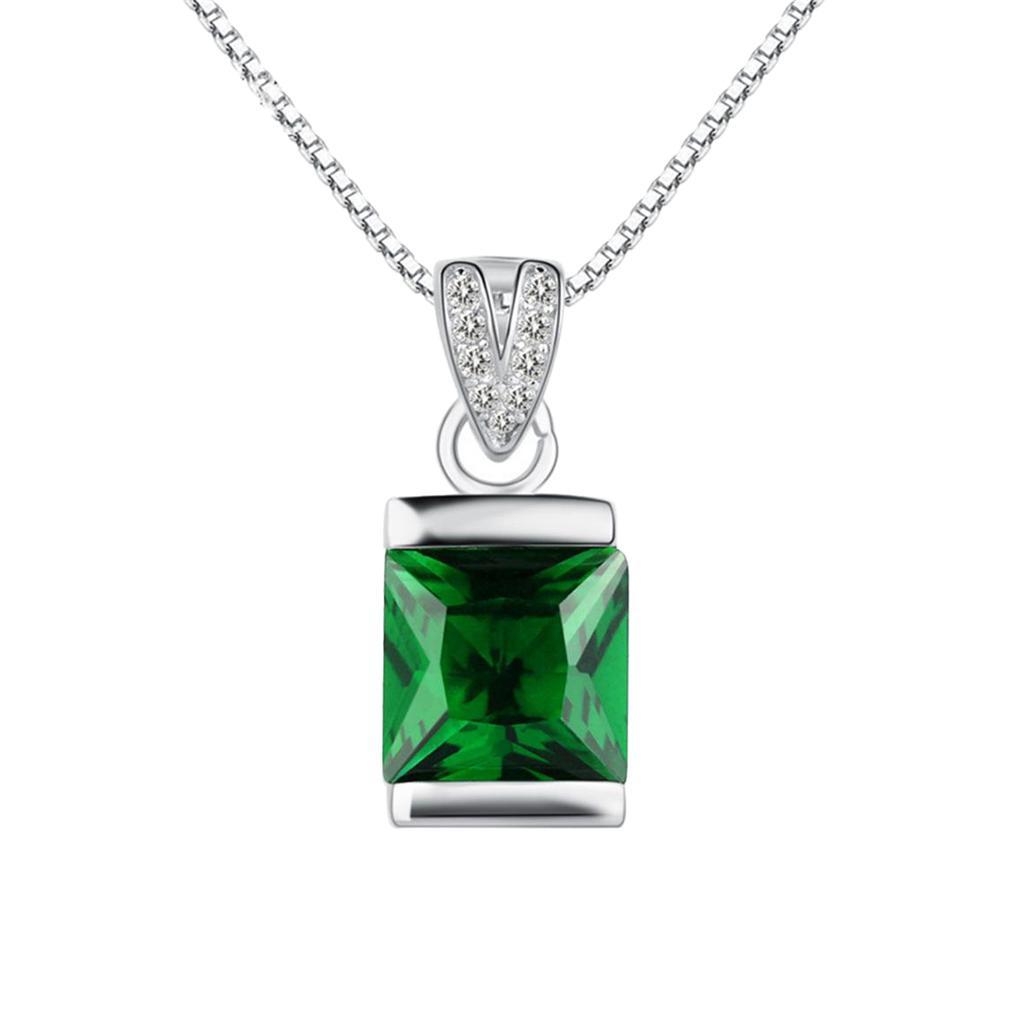 Green Gemstone Pendant Valentines Day Gift 925 Sterling Silver Necklace