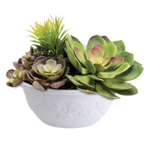 Chậu Nhựa Ốp Tường Giả Sứ Cao Cấp, Có Nút Bịt Giữ Nước hoặc Thoát Nước Tiện Lợi - Chậu Hoa Ốp Tường Trồng Cây - Chậu Cây Ốp Tường Màu Trắng Có Vân Hoa Văn Sang Trọng