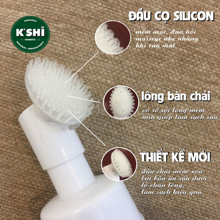 Sữa Rửa Mặt K'shi Có Đầu Cọ Massage Tạo Bọt, Làm Sạch Sâu Bụi Bẩn Bã Nhờn Ngăn Ngừa Mụn, Dưỡng ẩm Trắng Sáng Da Kshi