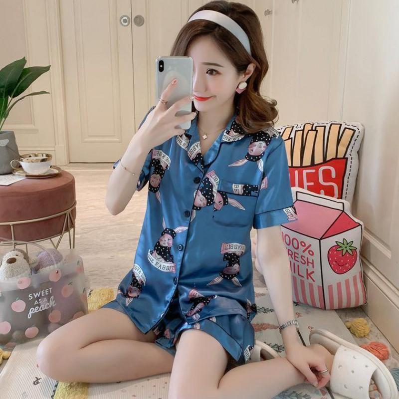 Bộ ngủ pijama lụa satin tay ngắn quần đùi- đồ ngủ pijama-bộ mặc nhà