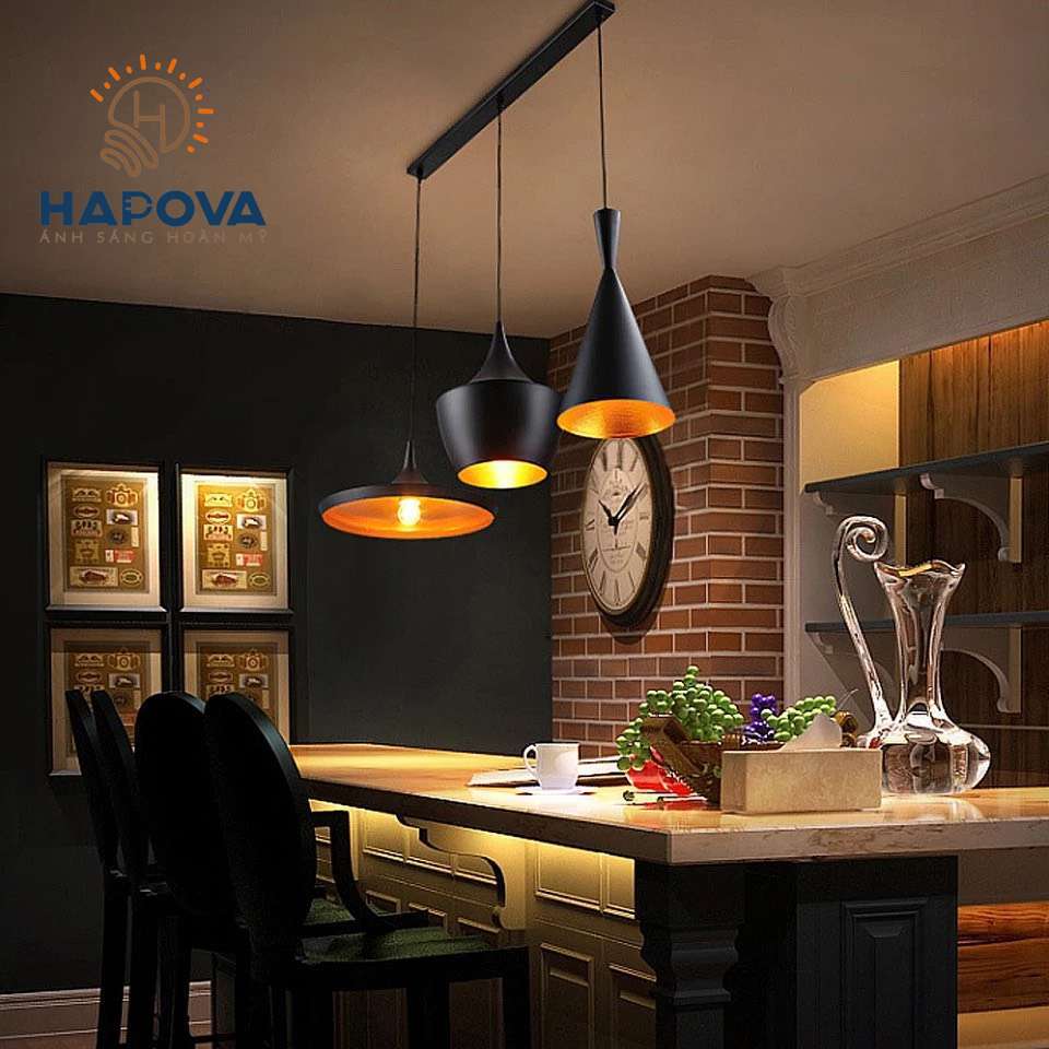 Đèn trần trang trí bàn ăn phòng khách thả Bắc Âu HAPOVA KUSUM 5003 + Tặng kèm bóng led AS Vàng