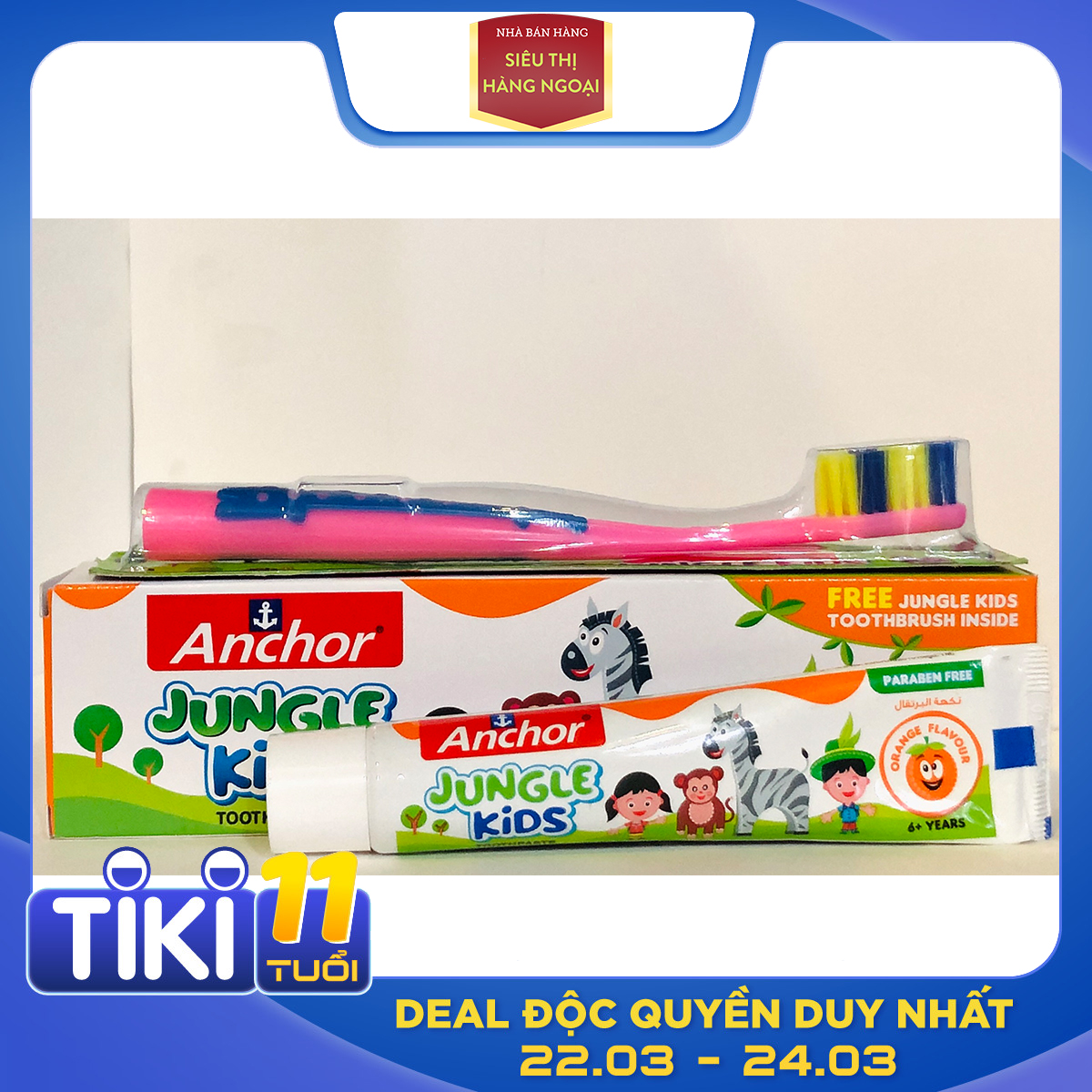 KEM ĐÁNH RĂNG CHO BÉ VỊ CAM ANCHOR JUNGLE KIDS 50G