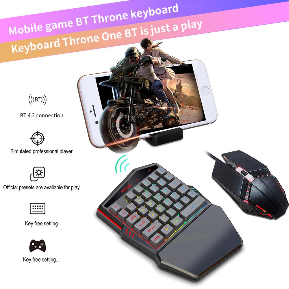 HXSJ K99 Ergonomic Keyboard and Mouse Combo One-handed Game Keyboard Mouse Set 35 Keys BT4.2 Wireless Keyboard + Wired