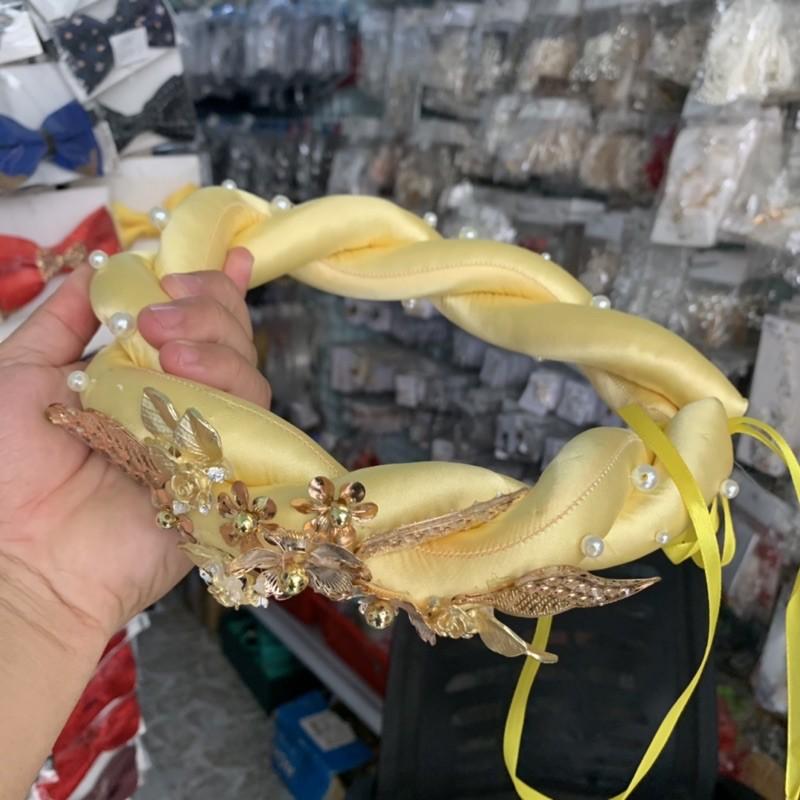 Mấn mỹ nhân cài tóc cô dâu màu vàng đính hoa đồng giangpkc