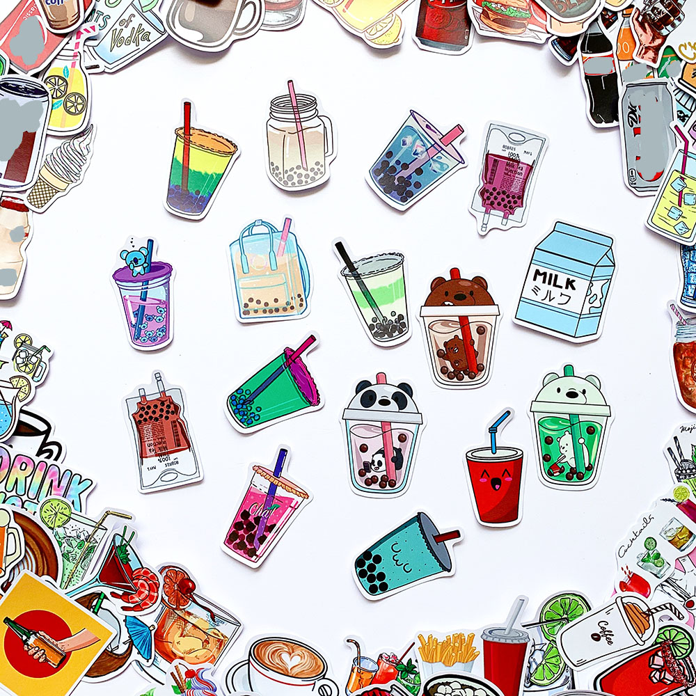 Sticker Drinks Chủ Đề Cà Phê Trà Sữa Đồ Uống Cute Ngẫu Nhiên Chất Lượng Cao Chống Nước