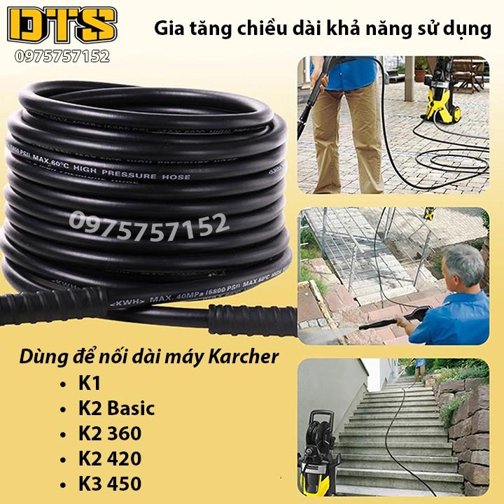 Bộ 10m dây áp lực nối dài máy rửa xe Karcher K2 360, K2 Basic, K2 420, K3 450 - Máy phun rửa áp lực cao Karcher