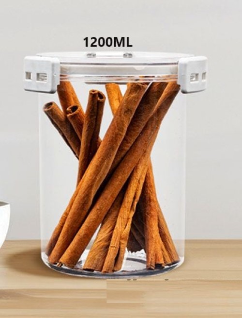 Hộp đồ khô tròn 1200ml Hokori 6594, Hộp nhựa đựng thực phẩm khô, hộp đựng sữa, hộp nhựa nắp đậy kín