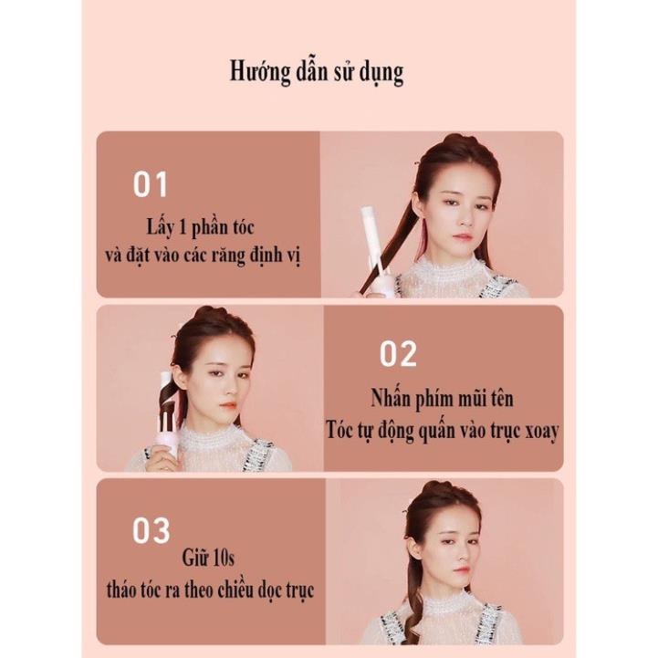 Máy Uốn Tóc Làm Xoăn Tự Động VIVID&VOGUE Tặng Kèm Lược Kẹp Tóc - Hàng Chính Hãng