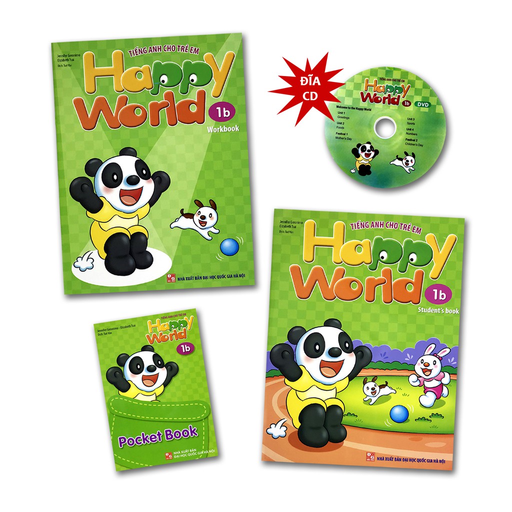 Sách Happy World - Tiếng Anh Cho Trẻ Em, Bộ 1B, 2 cuốn (Kèm sổ tay và đĩa CD)