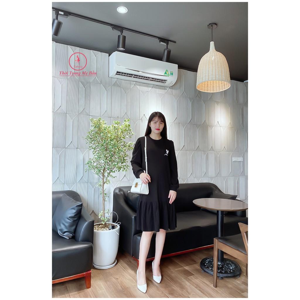 Váy bầu thu đông dài tay new 2 màu ( chất len tăm cao cấp , co giãn , không nhắn ) hình thật +video