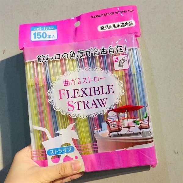 Combo cốc nhựa Folio có quai 310ml + set 150 chiếc ống hút Flexible Straw φ5x180mm - nội địa Nhật Bản