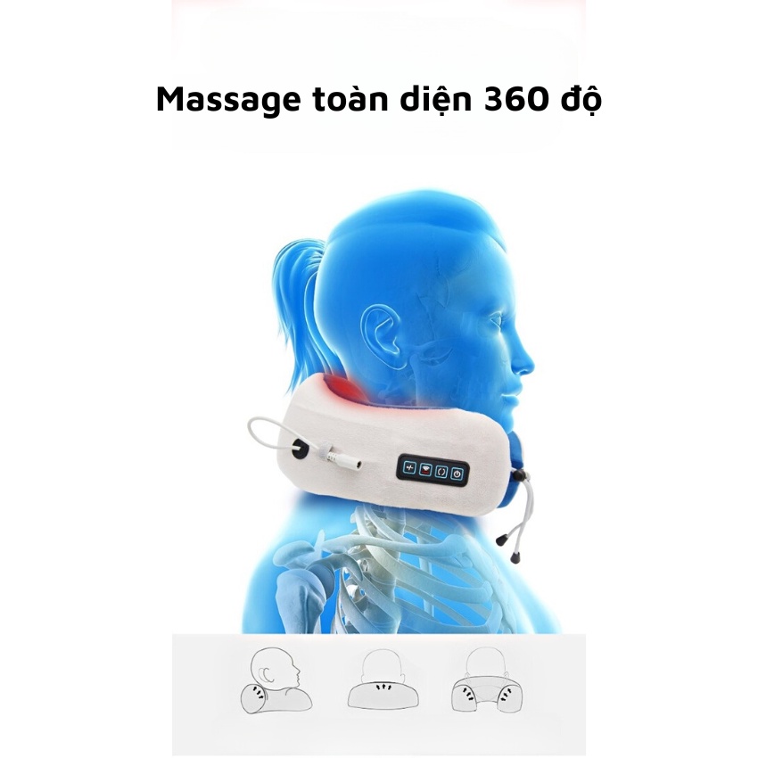 Gối Massage Cổ Chữ C, Bi Lăn Mạnh Mẽ, Gối Tựa Cổ Thư Giãn Đa Năng