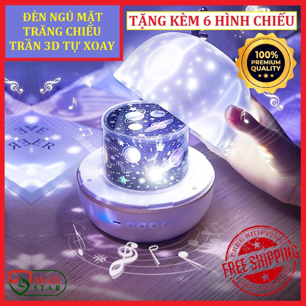 Đèn ngủ mặt trăng 3d vũ trụ ngàn sao chiếu sao bay lơ lửng để bàn tự xoay thông minh cao cấp