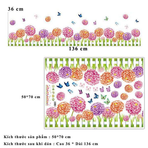 Decal dán tường hàng rào hoa cho bé XL7145