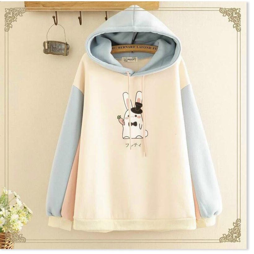 Áo khoác hoodies form rộng có mũ con thỏ cực đẹp