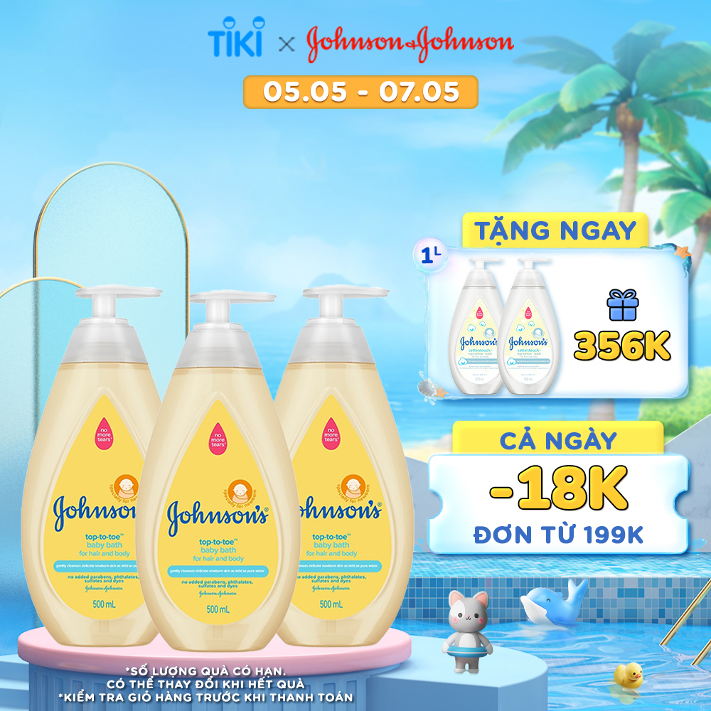 Bộ 3 Chai Sữa Tắm Gội Toàn Thân Johnson's TOP TO TOE - Dung tích 500ml/chai