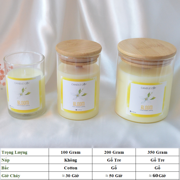 Nến Thơm AGAYA Candle Cup hương cam, hoa cam, hoa lài và trầm hương - Mùi BLOOM