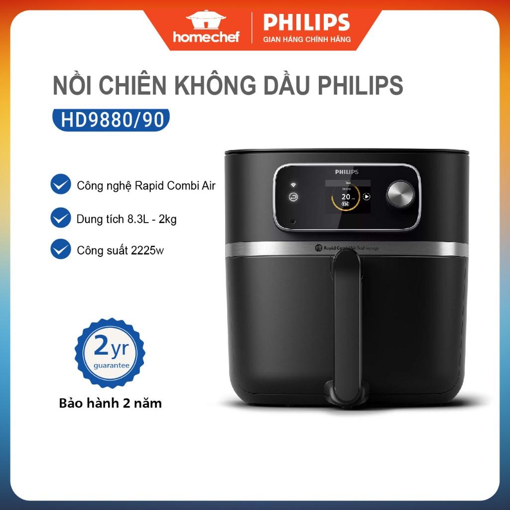 Nồi chiên không dầu điện tử Philips HD9880, dung tích 8.3L, công suất 2000W | Hàng Chính Hãng