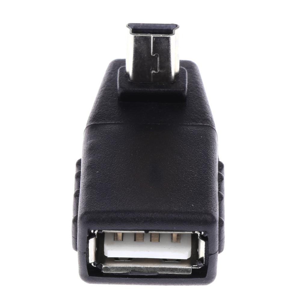 90 Degree Right Angle Mini USB Male to USB Female OTG Adapter Connector