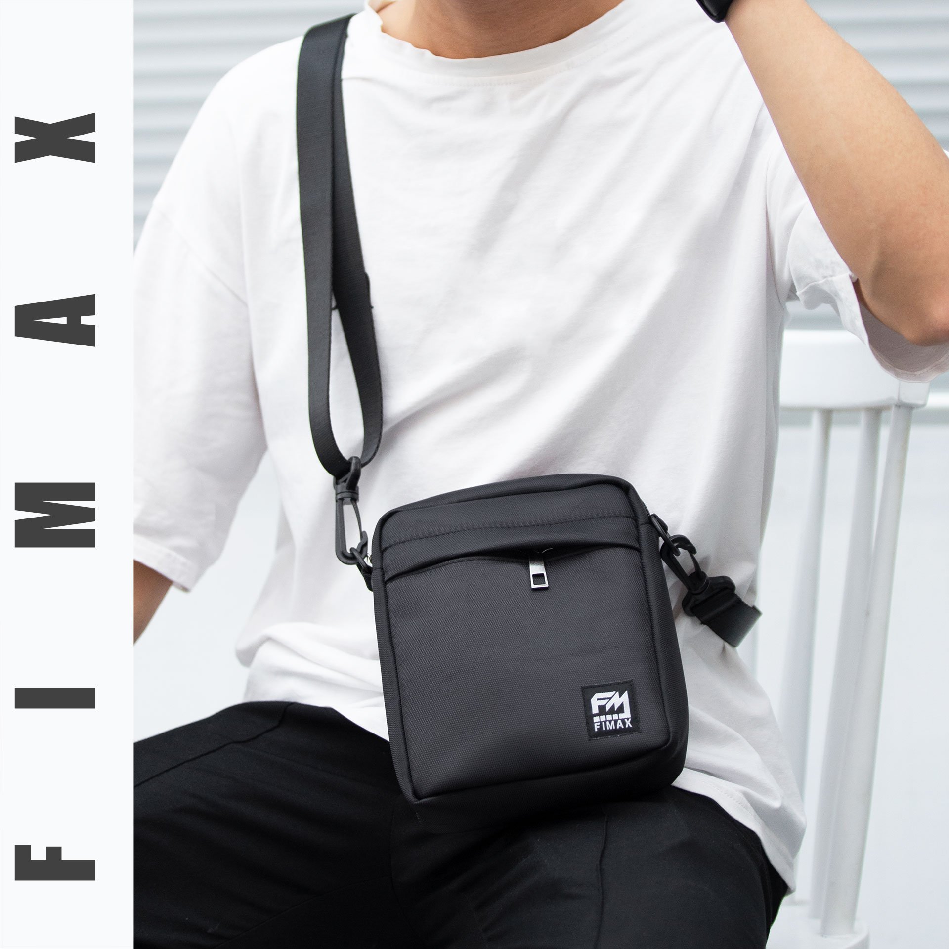 Túi đeo mini unisex cá tính Fimax cho nam nữ, túi đeo chéo nhỏ gọn với kích thước 17x15x5cm làm từ vải chống nước dùng đựng điện thoại và phụ kiện cá nhân khi đi chơi dự tiệc