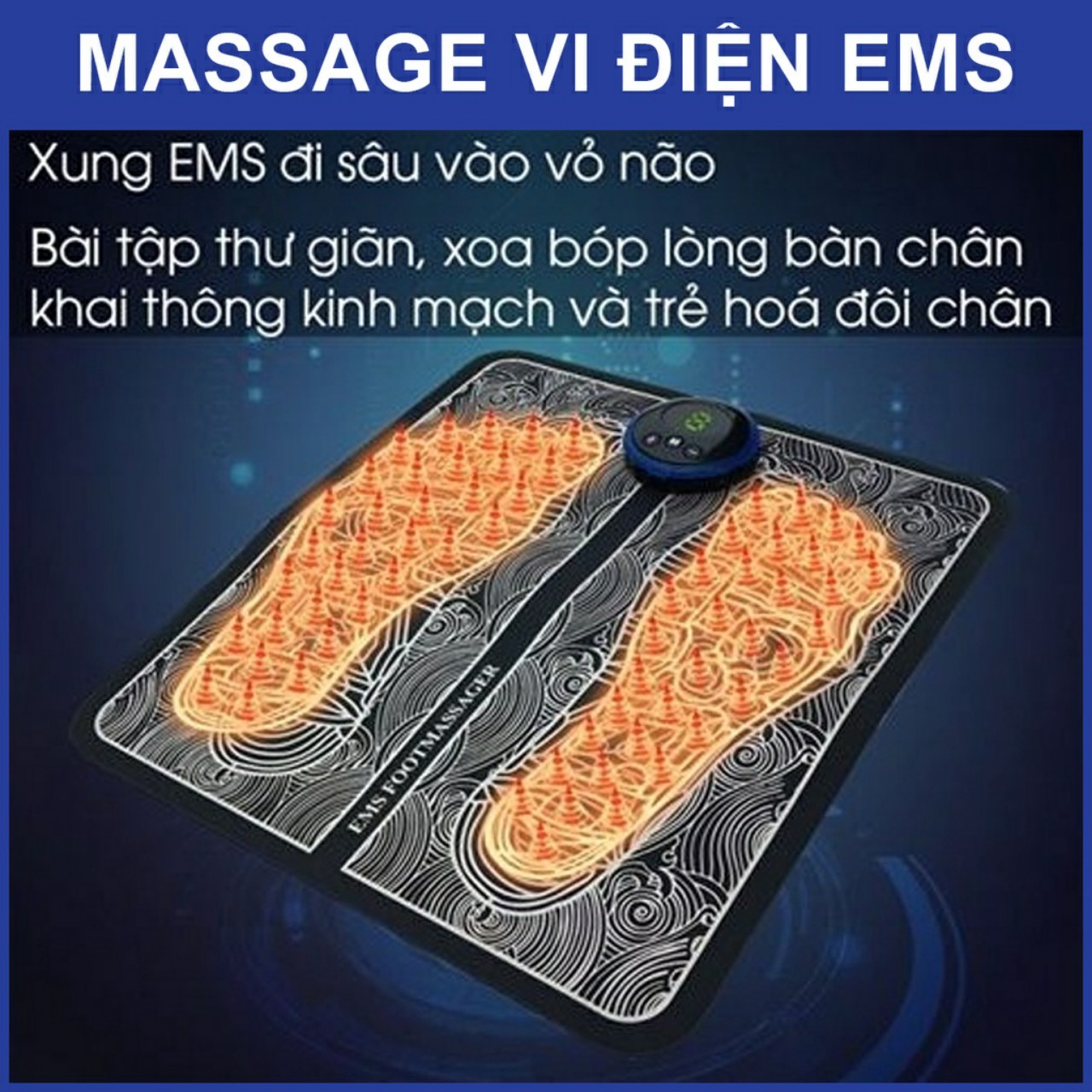 Thảm Massage Chân Xung Điện EMS Giảm Đau Mỏi, Thảm Massage Có Đèn Led Hiển Thị, 6 Chế Độ Mát Xa Bàn Chân - HÀNG CHÍNH HÃNG MINIIN