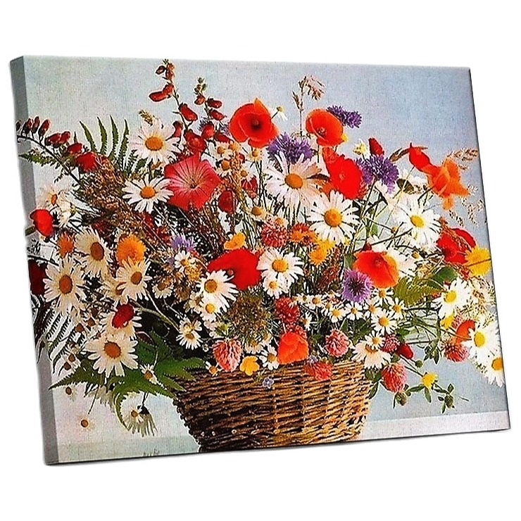 Tranh sơn dầu số hóa tự tô đã căn khung 40x50cm- PH9275 Giỏ hoa muôn sắc