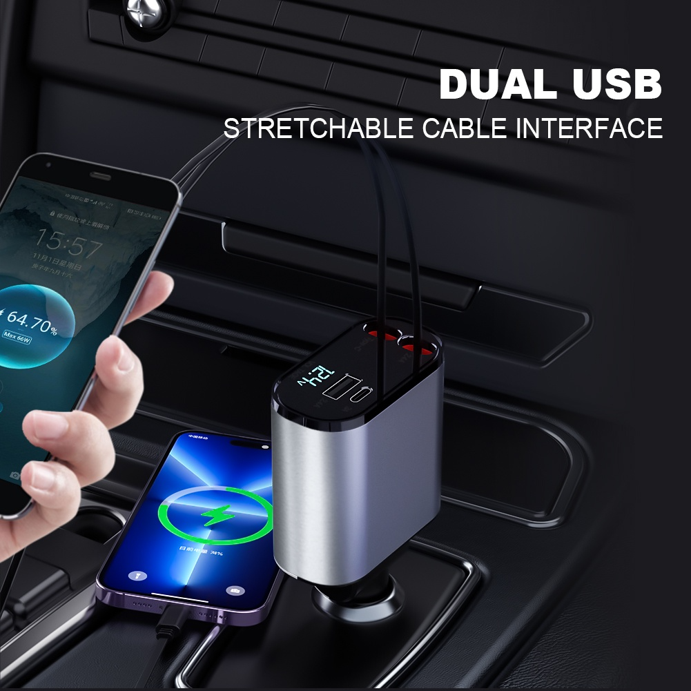 Dây Cáp Sạc Nhanh 120W 4 Trong 1 Rút Được Cổng usb type c Cho for samsung nhiều mẫu điện thoại-Hàng nhập khẩu