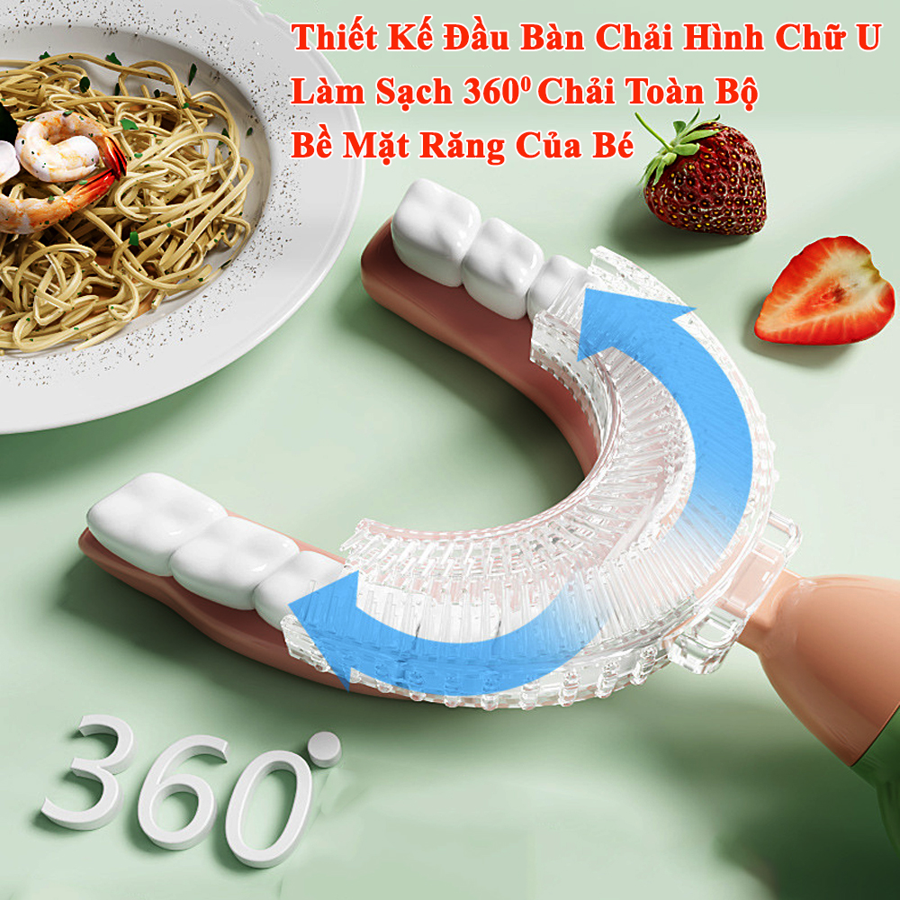 Bàn Chải Đánh Răng Cho Bé KUNBE Đầu Chữ U Siêu Mềm Phù Hợp Từ 1-12 Tuổi