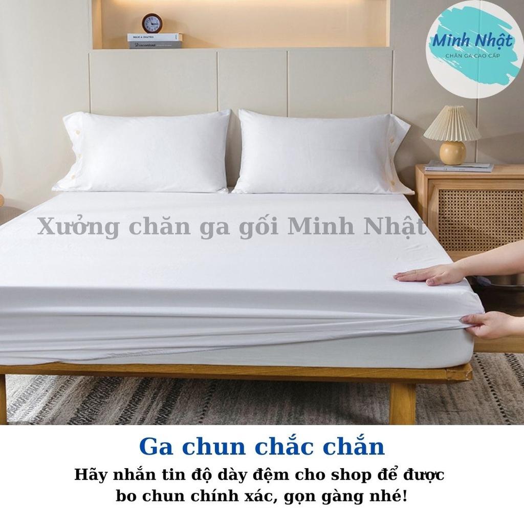 Bộ ga giường và vỏ gối Cotton Tici Minh Nhật cao cấp - drap giường bo chun đủ kích thước 1m2, 1m4, 1m6, 1m8, 2m2