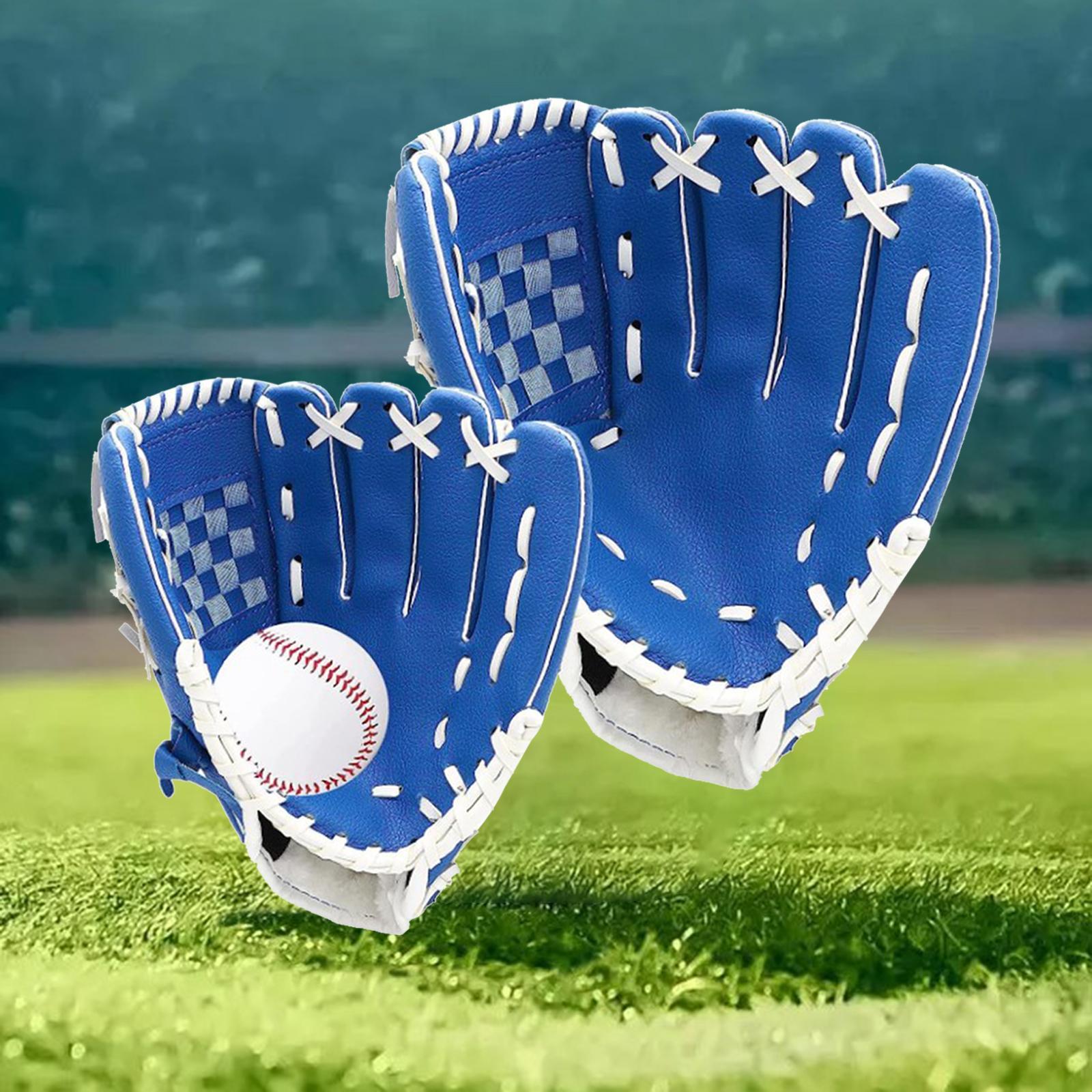2Pcs Baseball Glove Softball Gloves Infield Outfield Gloves Baseball Fielding Glove Baseball Mitts with Ball for Team Game Beginner Backyard