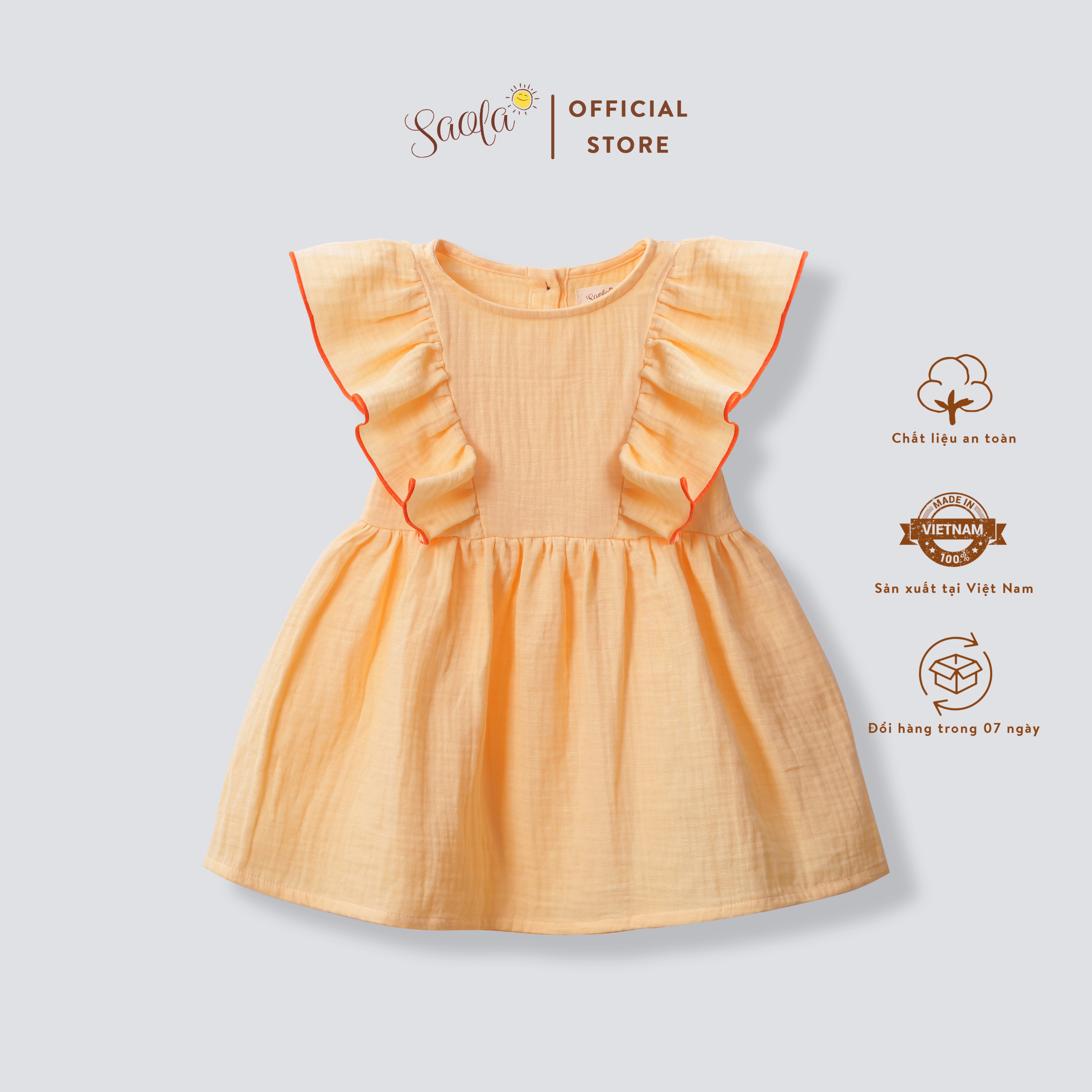 Váy Bé Gái Cổ Tròn Ráp Bèo Xinh Xắn Cho Bé Gái  - ANTONELLA DRESS - DRM038 - SAOLA KIDS CLOTHING