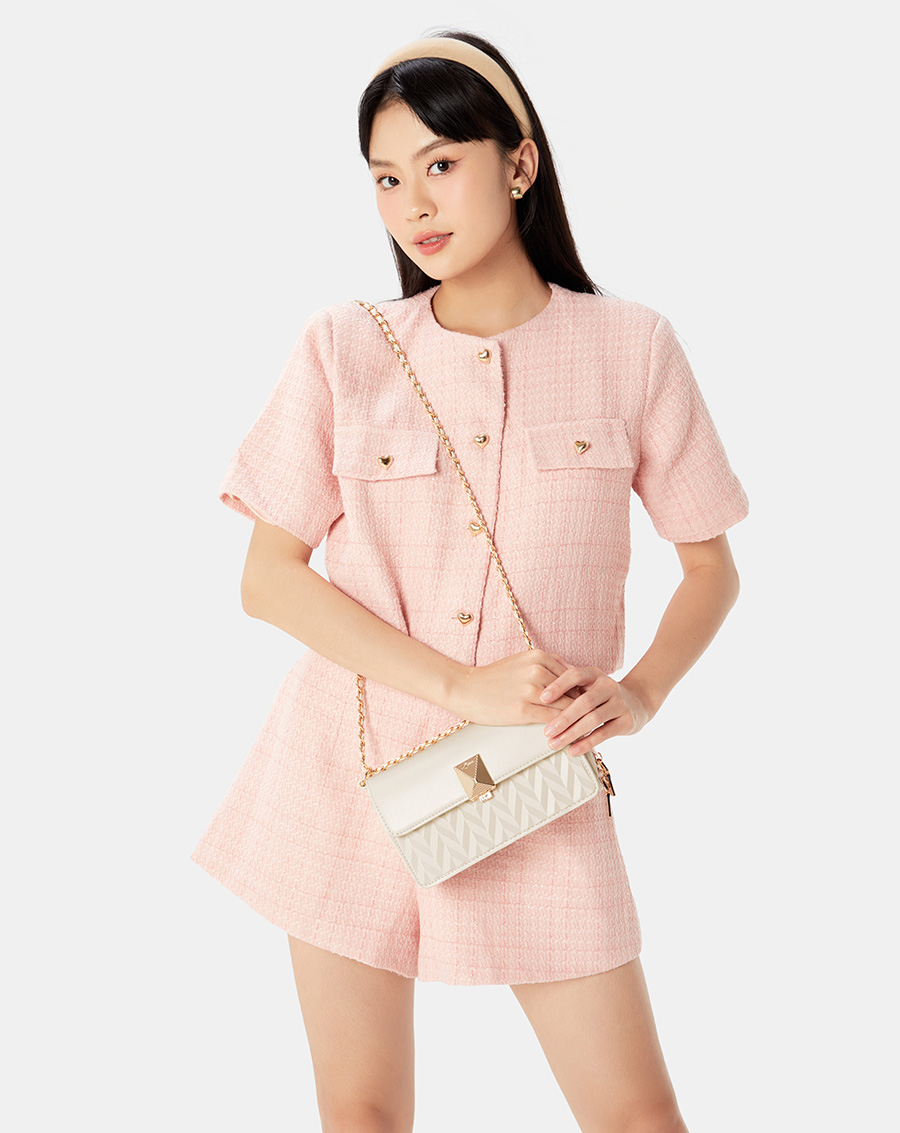 Túi Xách Nữ Thời Trang JUNO Cỡ Nhỏ Dáng Chữ Nhật Dập Hoạ Tiết Trang Trí TXN782