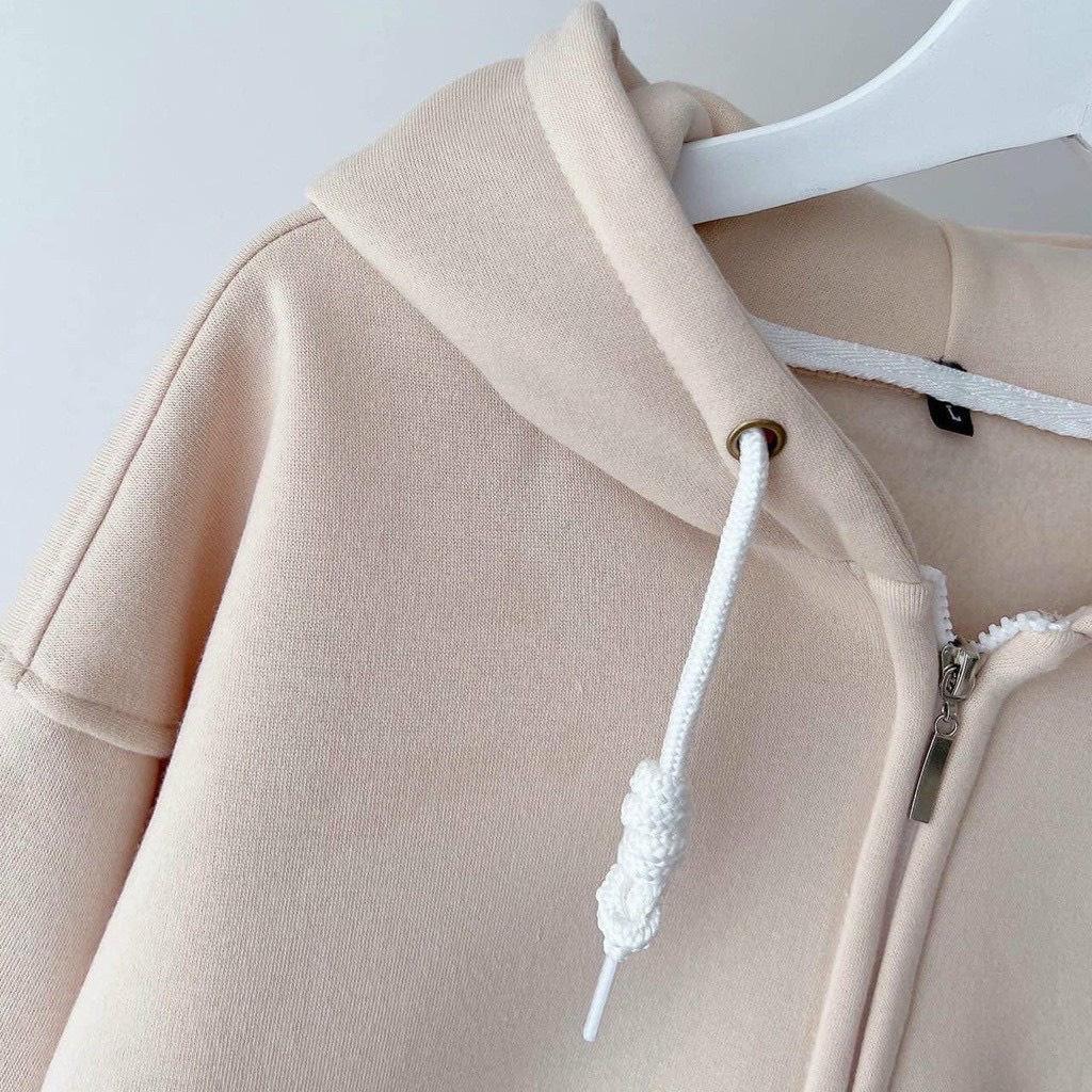 Áo Khoác Nỉ Hoodie Dây Kéo Phối Logo Trước Sau Kèm Quả Bóng Mặc Chống Nắng , Thu Đông Siêu Xinh