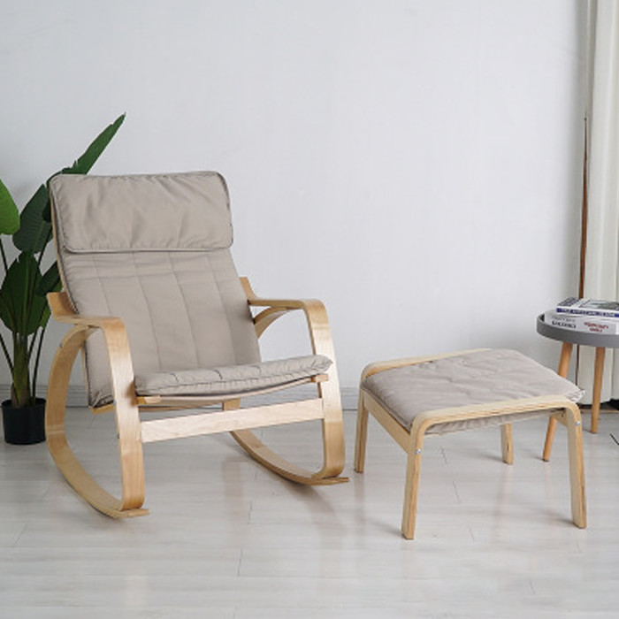 Ghế Sofa Bập Bênh Thư Giãn Khung Gỗ Kèm Ghế Đôn Gác Chân Cao Cấp - Ghế Tựa Lưng Thư Giãn Để Ban Công Phòng Ngủ