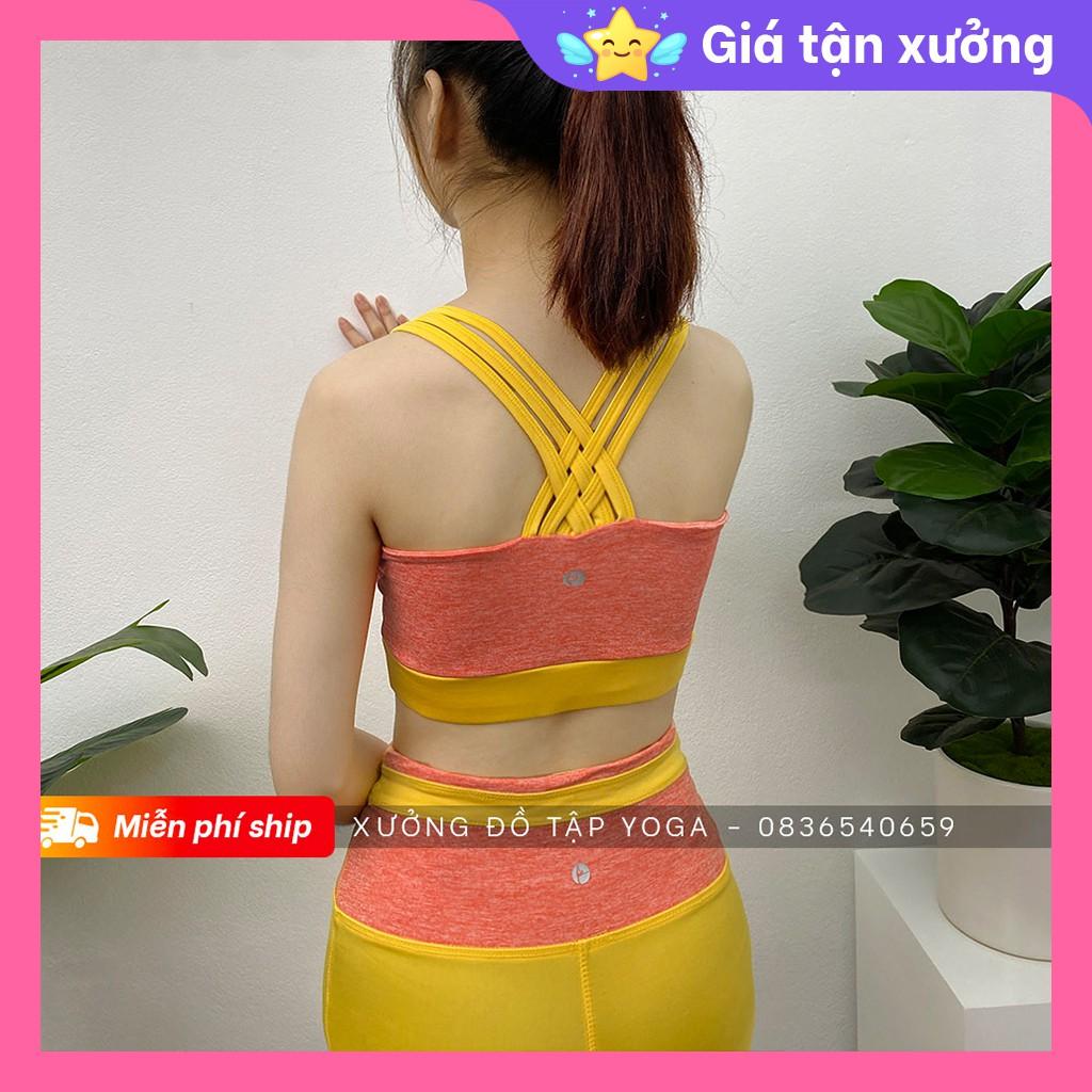 Ảnh Thật 100% - Mặc Là Mê Bộ tập GYM nữ đa năng - Yoga nữ - Set tập yoga dài lưng đan dây phối màu