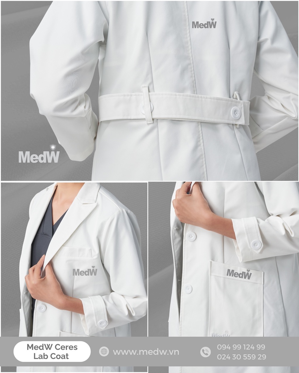 MedW Venus Lab Coat (Nữ) Áo Blouse Bác Sĩ Thẩm Mỹ Da Liễu Nha Khoa, Chuyên Gia Dinh Dưỡng, Sản Nhi Trang Phục Y Tế Phòng Khám Bệnh Viện Chuyên Khoa Đa Khoa