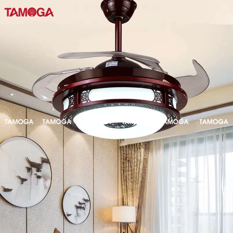 Quạt trần đèn phòng khách trang trí cánh gỗ TAMOGA TEVIO 8026 + Tặng kèm khiển