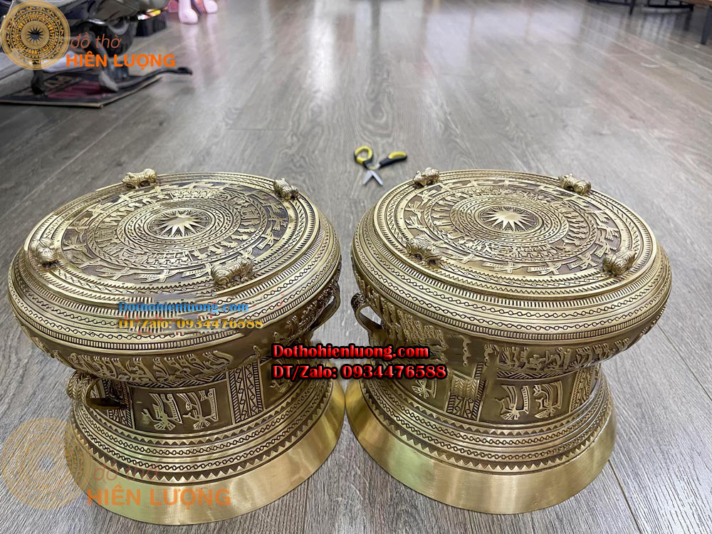 Quả Trống Đồng Đường Kính 25cm Trang Trí Phòng Khách - Đồ Thờ Hiên Lượng