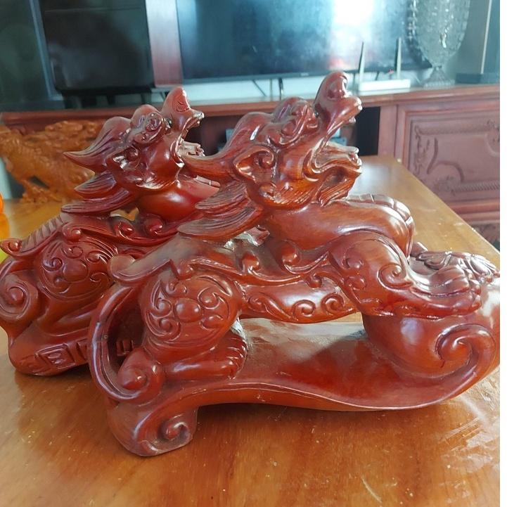 Cặp tỳ hưu gỗ hương ngang 30cm