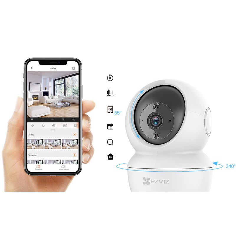 Camera IP EZVIZ C6N 2MP 1080P Smart Night Vision (CS-C6N-A0-1C2WFR) - Thẻ nhớ NETAC 64GB - Hàng Chính Hãng