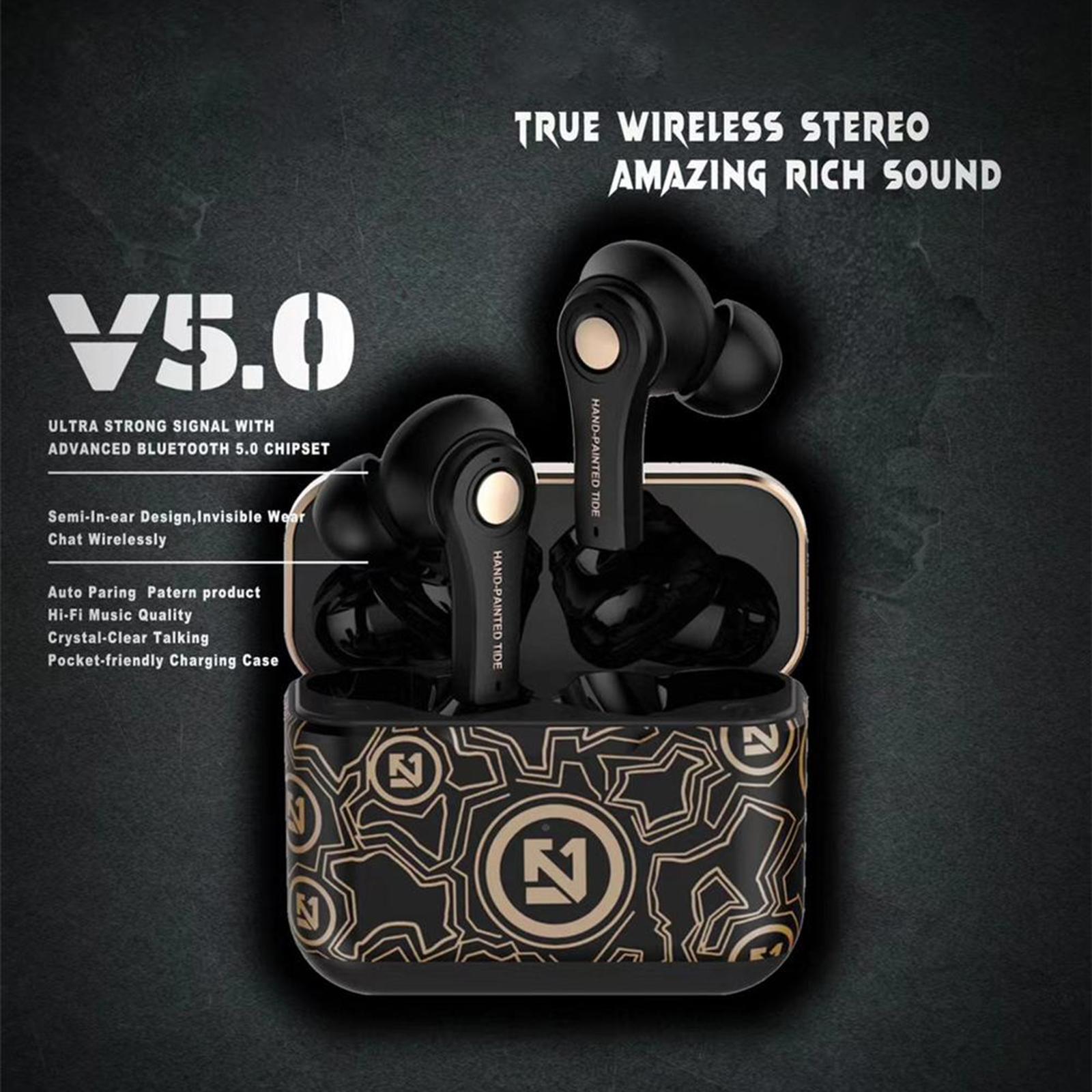 Hifi TS-100 True Wireless Earbuds Bluetooth 5.0 Touch Control with Charging Case IPX5 Sweat Proof Waterproof TWS Stereo in-Ear Built-in Mic Headset