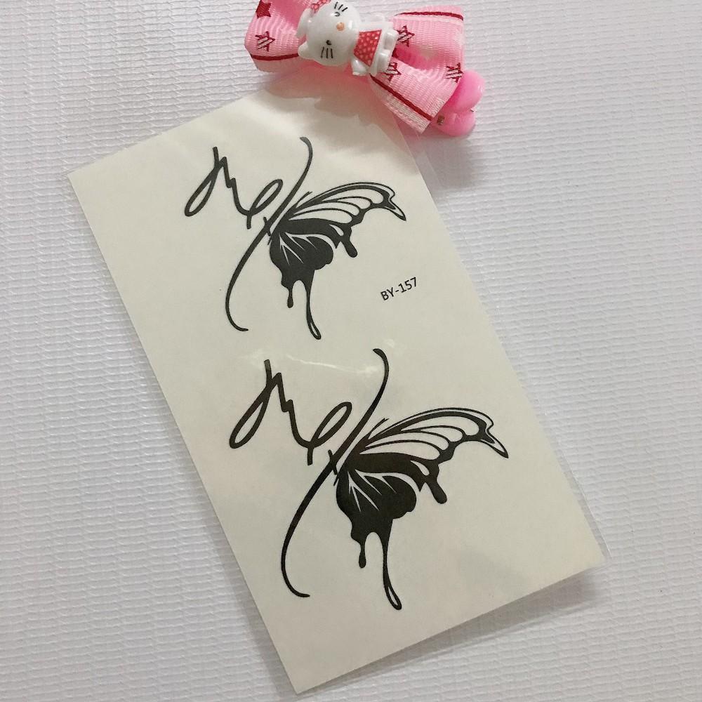 Hình xăm dán bướm trắng đen 10x6cm- mua 5 tặng 1 tấm đồng size