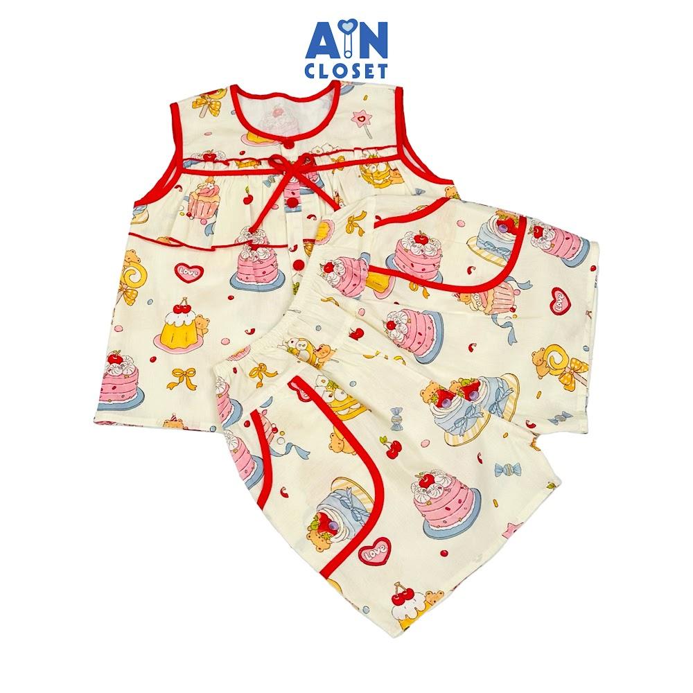 Bộ quần áo Ngắn bé gái họa tiết Bánh Kem cotton - AICDBG1YVFF6 - AIN Closet
