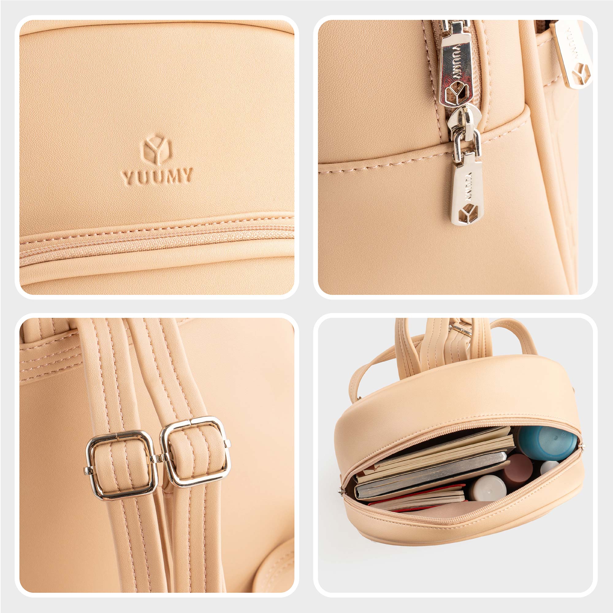 Balo Yuumy ( Thời trang nữ họa tiết đường kẻ ô vuông cỡ trung - Balo da Seasand YBA101 )