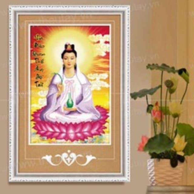 Tranh đá Quán Thế Âm Bồ Tát DF003 - kích thước: 53 * 75cm.