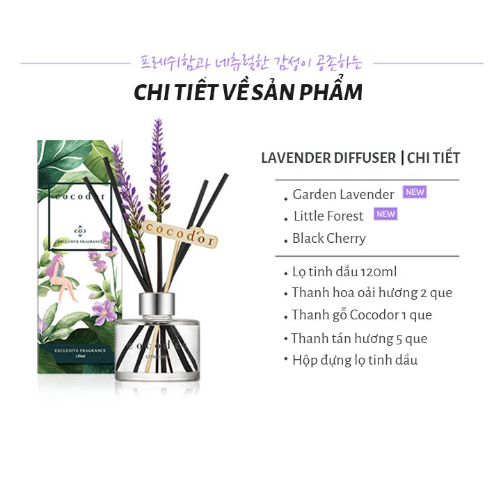 Tinh dầu tán hương COCOD’OR REED DIFFUSER LAVENDER 120ml