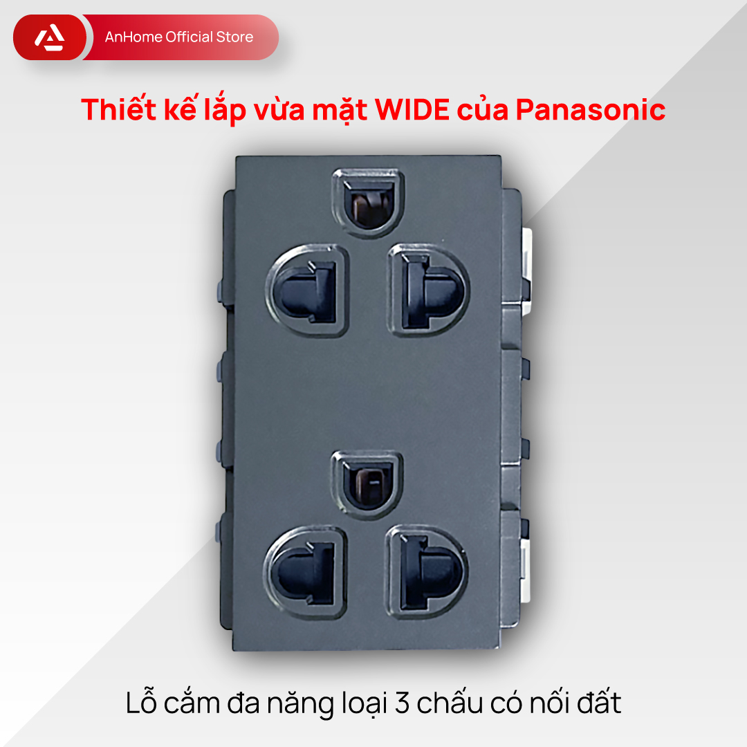 Hạt ổ cắm đơn/đôi 2 chấu, 3 chấu có lẫy trượt che an toàn điện AnHome U2/U3