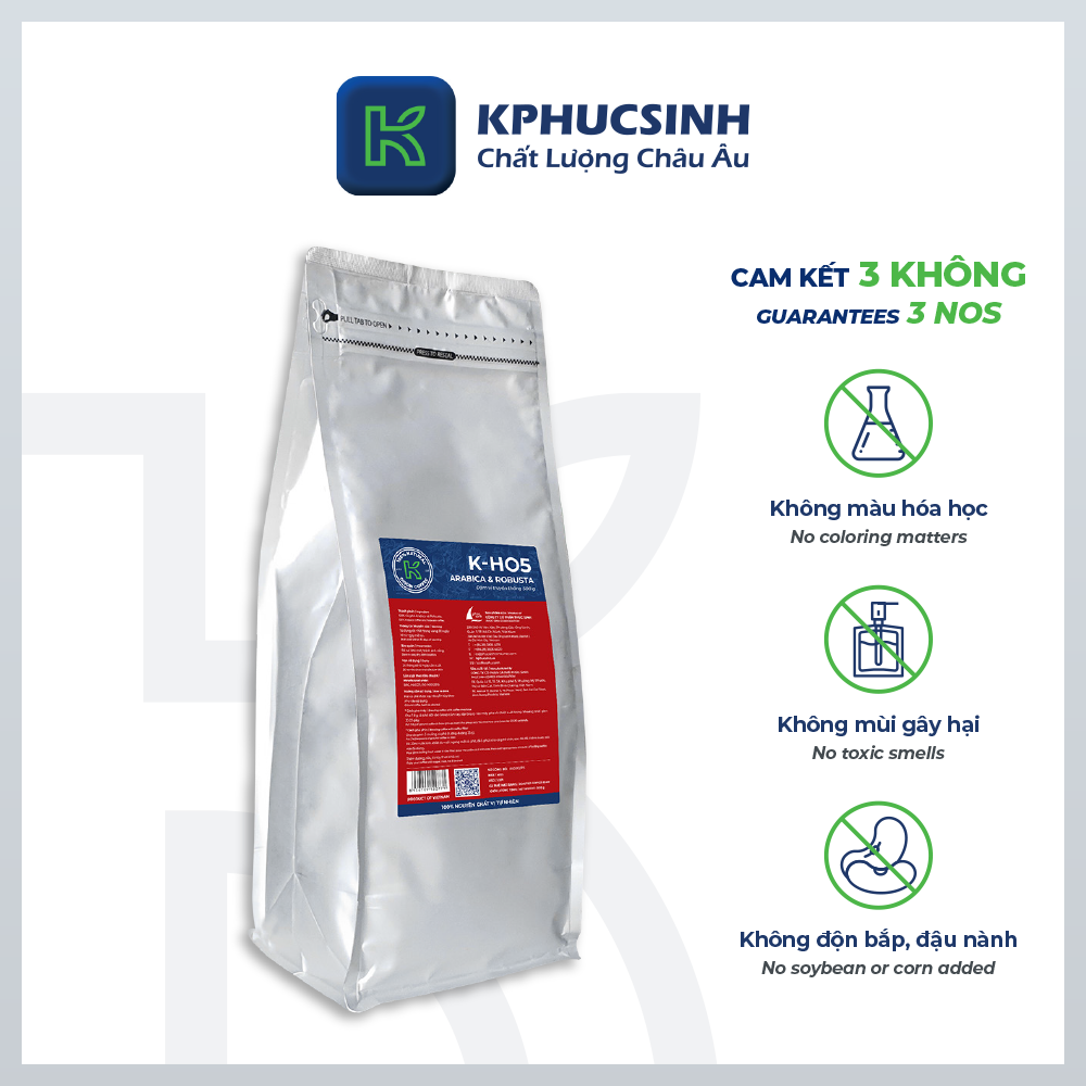 Cà phê hạt rang K Coffee 100% Robusta Arabica nguyên chất cà phê đậm vị K-HO5 (1000g/Túi)