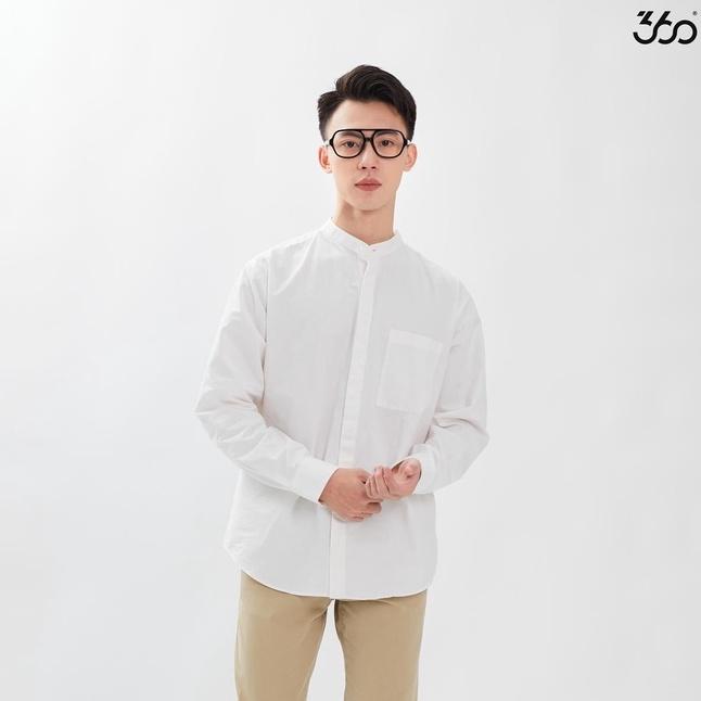 Áo sơ mi dài tay cổ tàu local brand 360 Boutique form Relax 3 chất liệu Cotton - STDTK246